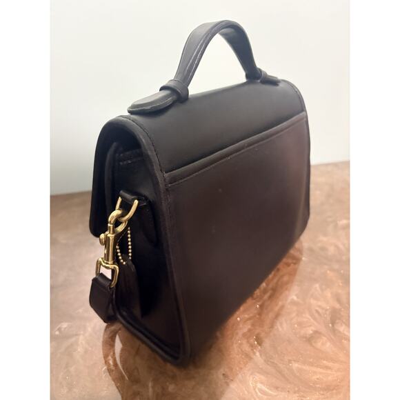 Vintage Coach Black Leather Court Bag Satchel Crossbody 9870 - Picture 7 of 16